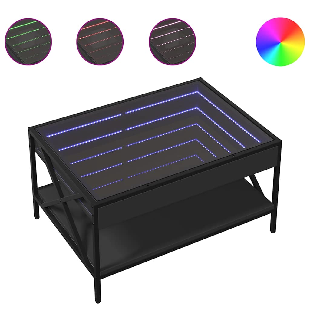 vidaXL Τραπεζάκι Σαλονιού Infinity LED Μαύρο 70x50x38 εκ.