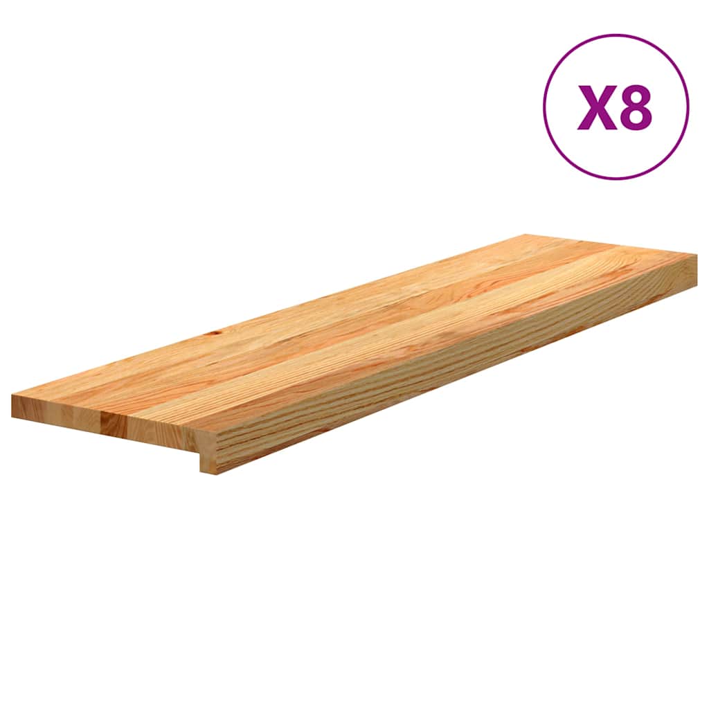 vidaXL Πατάκια Σκάλας 8 τεμ. Ανοιχτό Καφέ 100x30x2 cm Ξύλο Δρυός