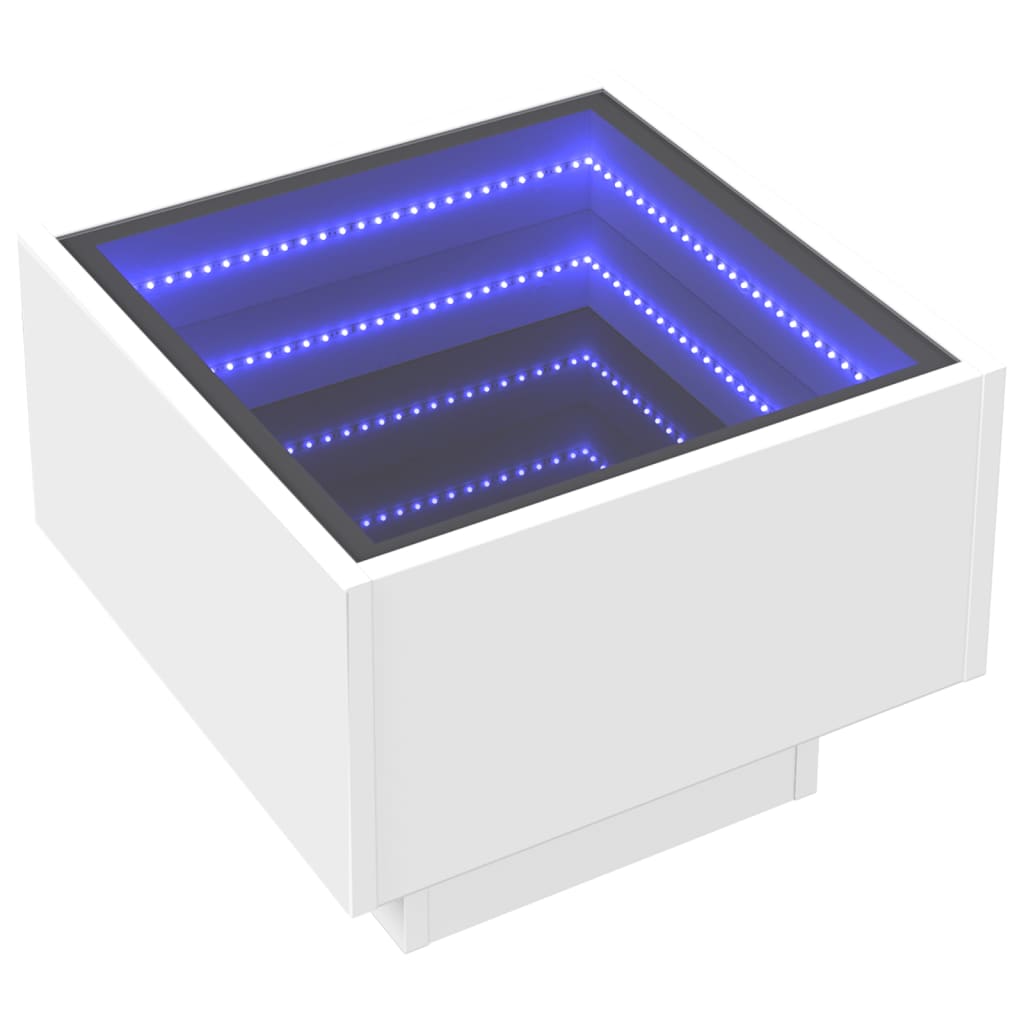 vidaXL Κομοδίνο Άπειρο Φως LED Λευκό 40x40x30 εκ.