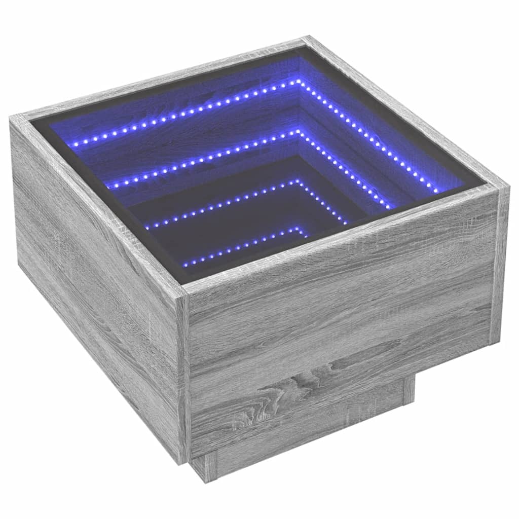 vidaXL Κομοδίνο Άπειρο Φως LED Γκρι Sonoma 40x40x30 εκ.
