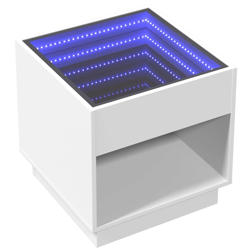 vidaXL Κομοδίνο Άπειρο Φως LED Λευκό 50x50x50 εκ.