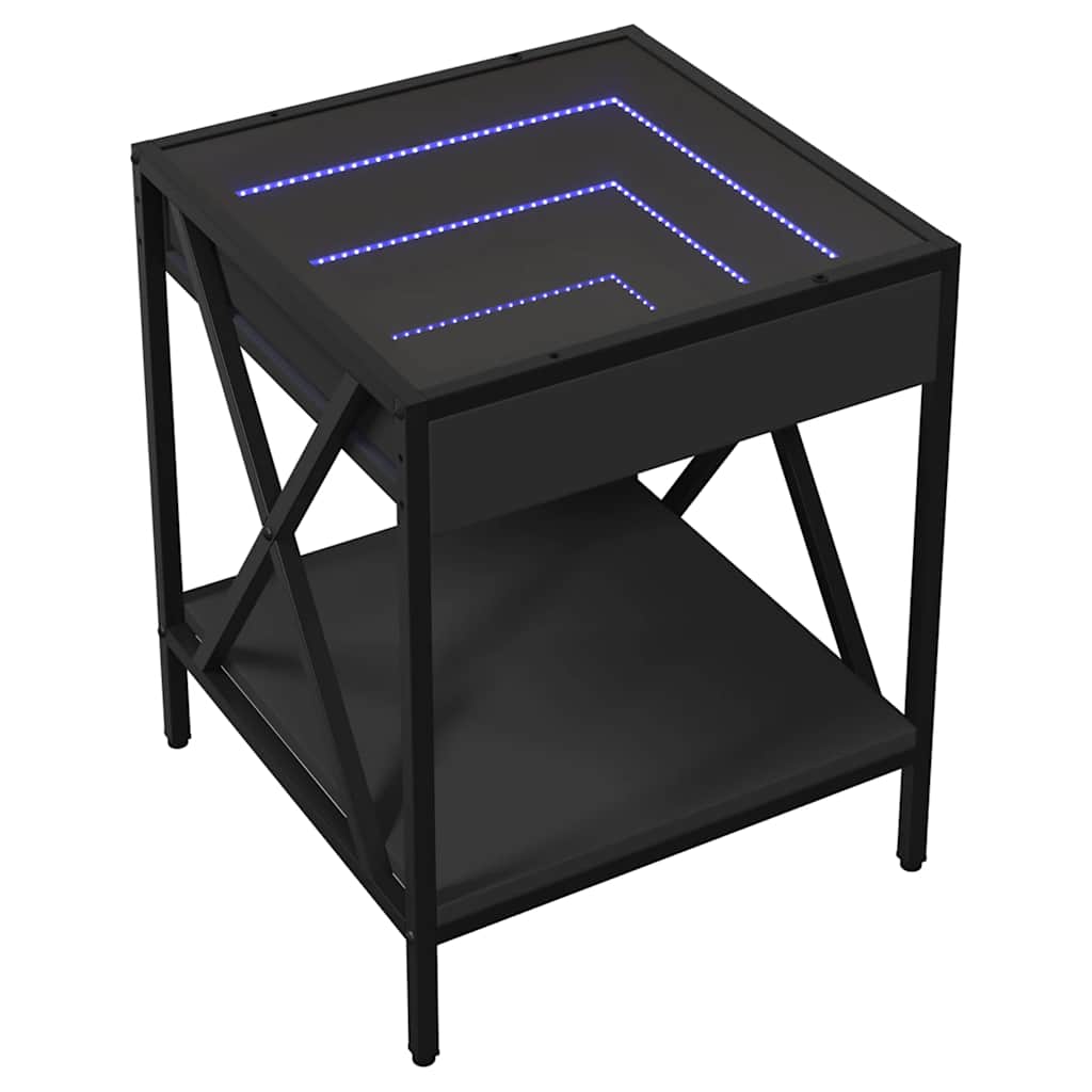 vidaXL Κομοδίνο Άπειρο Φως LED Μαύρο 40x40x49 εκ.