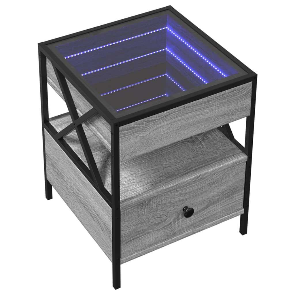 vidaXL Κομοδίνο Άπειρο Φως LED Γκρι Sonoma 40x40x51 εκ.