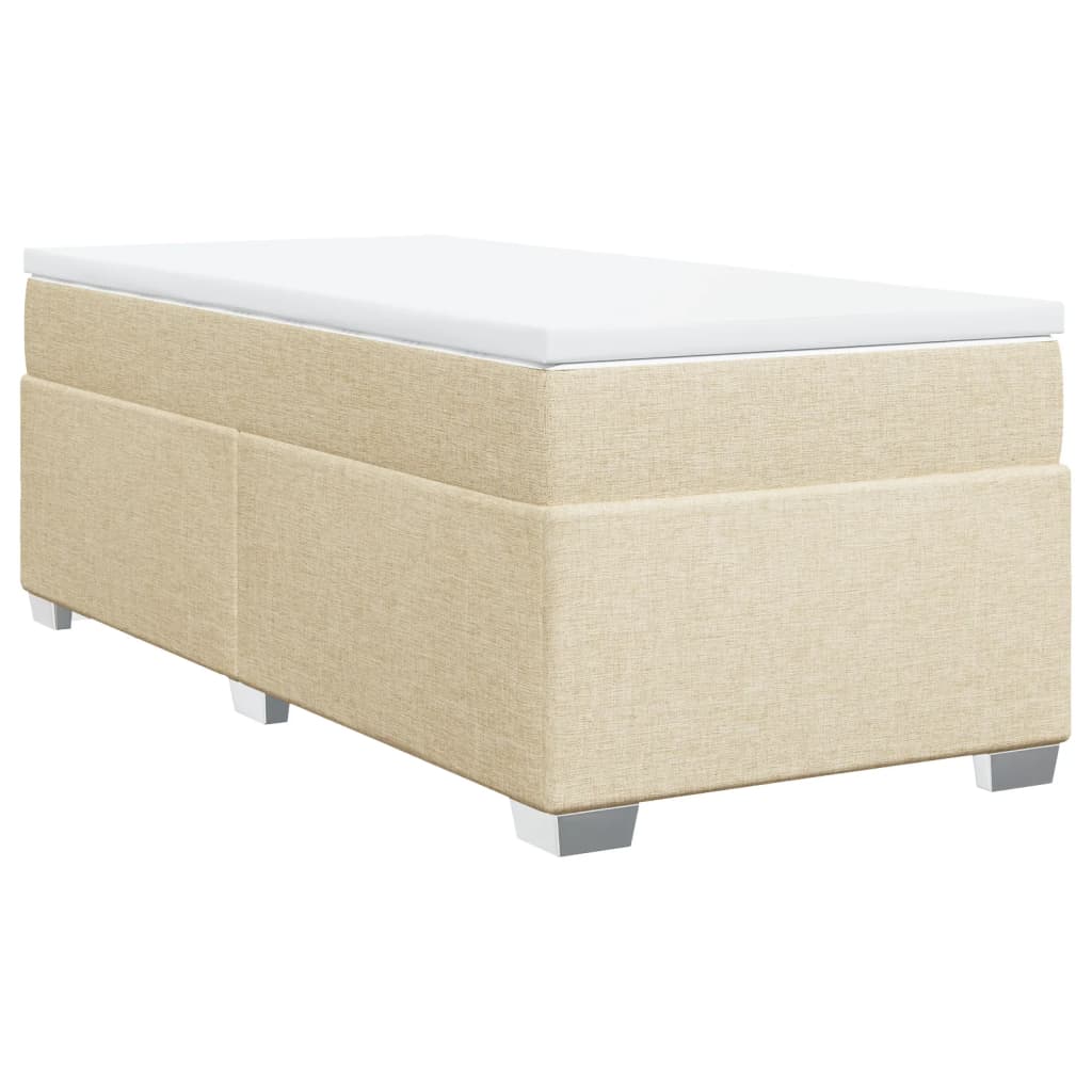 vidaXL Κρεβάτι Boxspring με Στρώμα Κρεμ 90x190 εκ.Υφασμάτινο