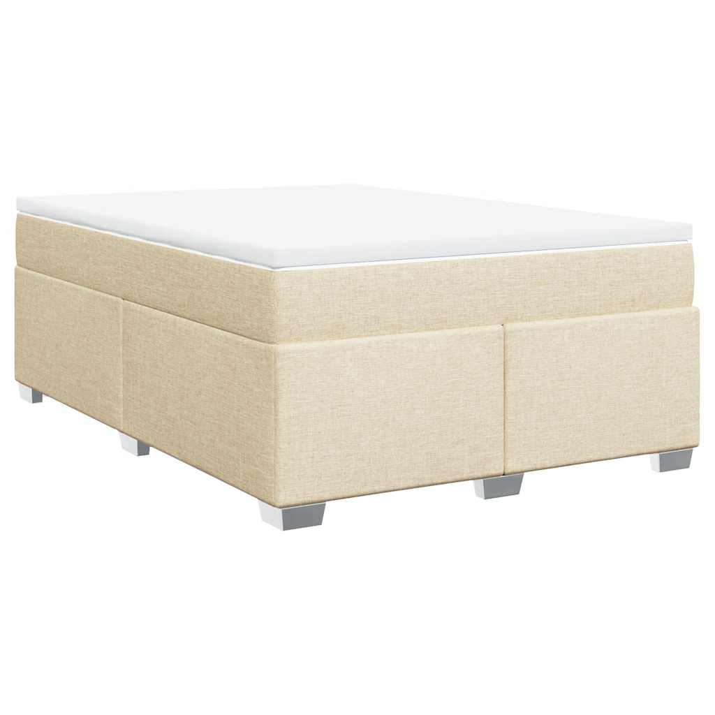 vidaXL Κρεβάτι Boxspring με Στρώμα Κρεμ 140x190 εκ. Υφασμάτινο