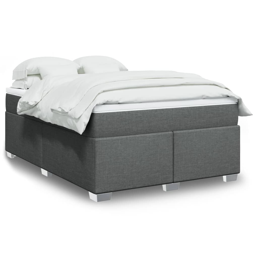 vidaXL Κρεβάτι Boxspring με Στρώμα Σκούρο Γκρι 140x200 εκ Υφασμάτινο