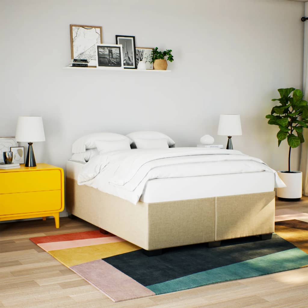 vidaXL Κρεβάτι Boxspring με Στρώμα Κρεμ 160x200 εκ. Υφασμάτινο