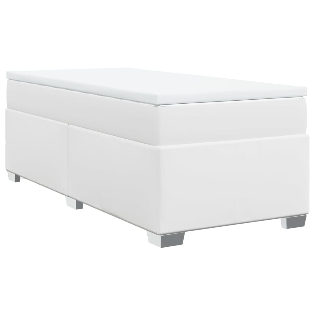vidaXL Κρεβάτι Boxspring με Στρώμα Λευκό 80 x 200 εκ. Συνθετικό Δέρμα