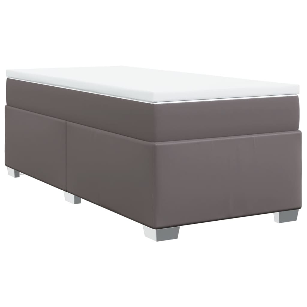 vidaXL Κρεβάτι Boxspring με Στρώμα Γκρι 80 x 200 εκ. Συνθετικό Δέρμα