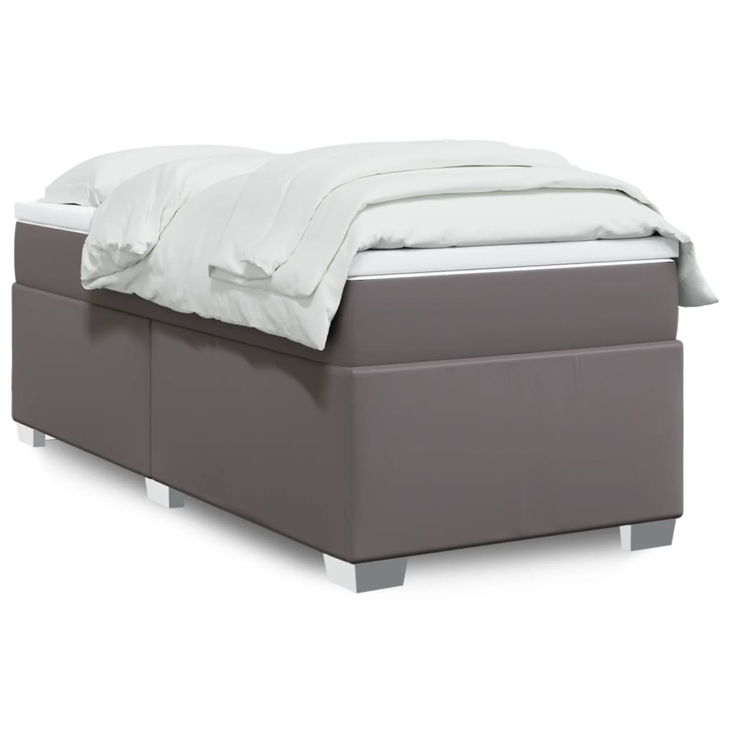 vidaXL Κρεβάτι Boxspring με Στρώμα Γκρι 80 x 200 εκ. Συνθετικό Δέρμα
