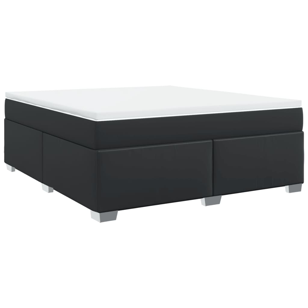 vidaXL Κρεβάτι Boxspring με Στρώμα Μαύρο 180x200εκ.από Συνθετικό Δέρμα