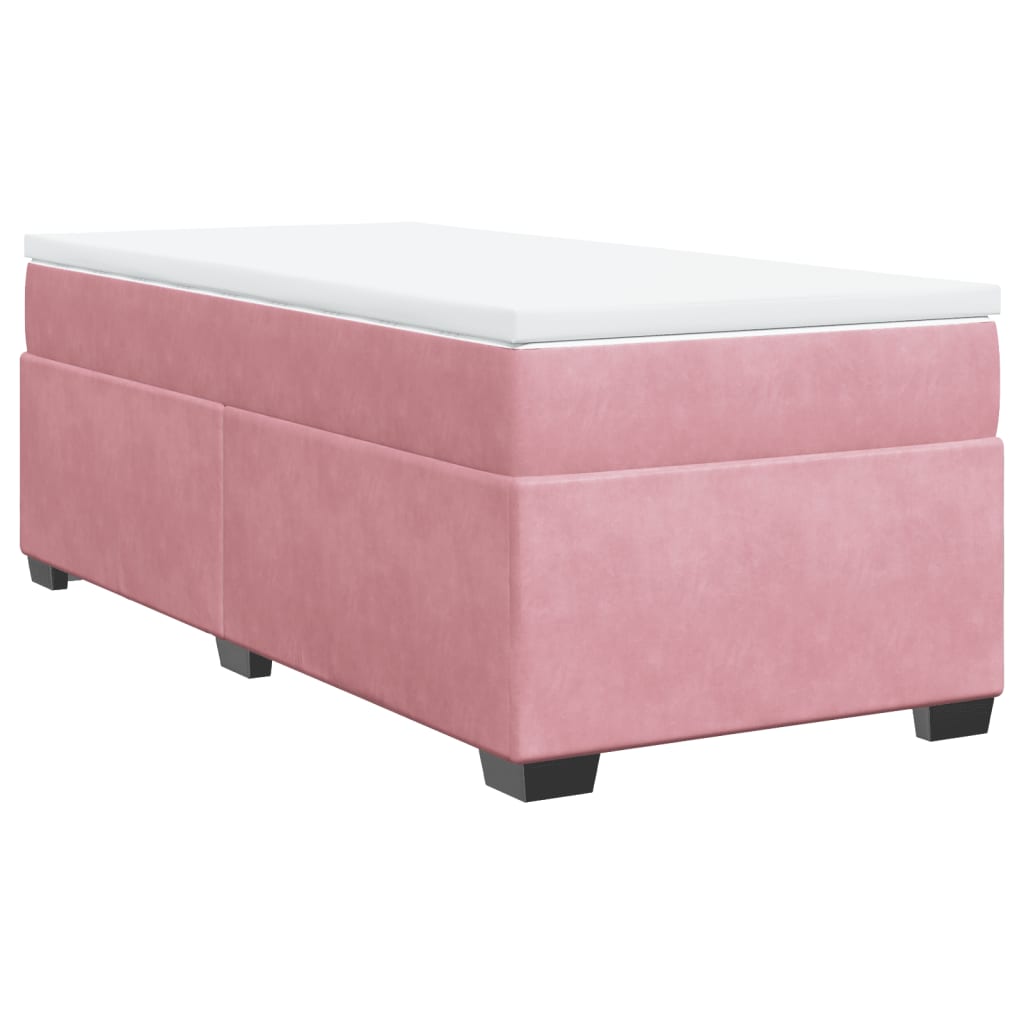 vidaXL Κρεβάτι Boxspring με Στρώμα Ροζ 90x190 εκ. Βελούδινο