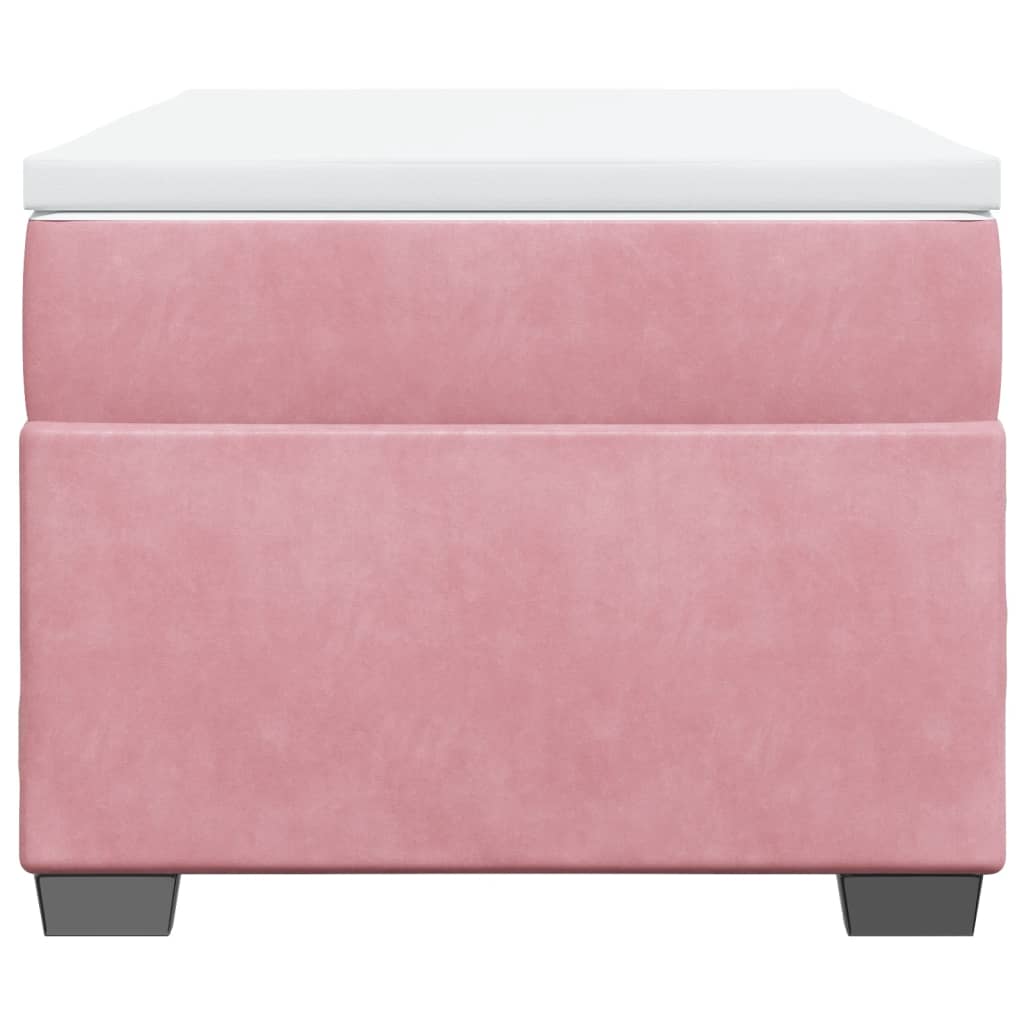 vidaXL Κρεβάτι Boxspring με Στρώμα Ροζ 90x200 εκ. Βελούδινο