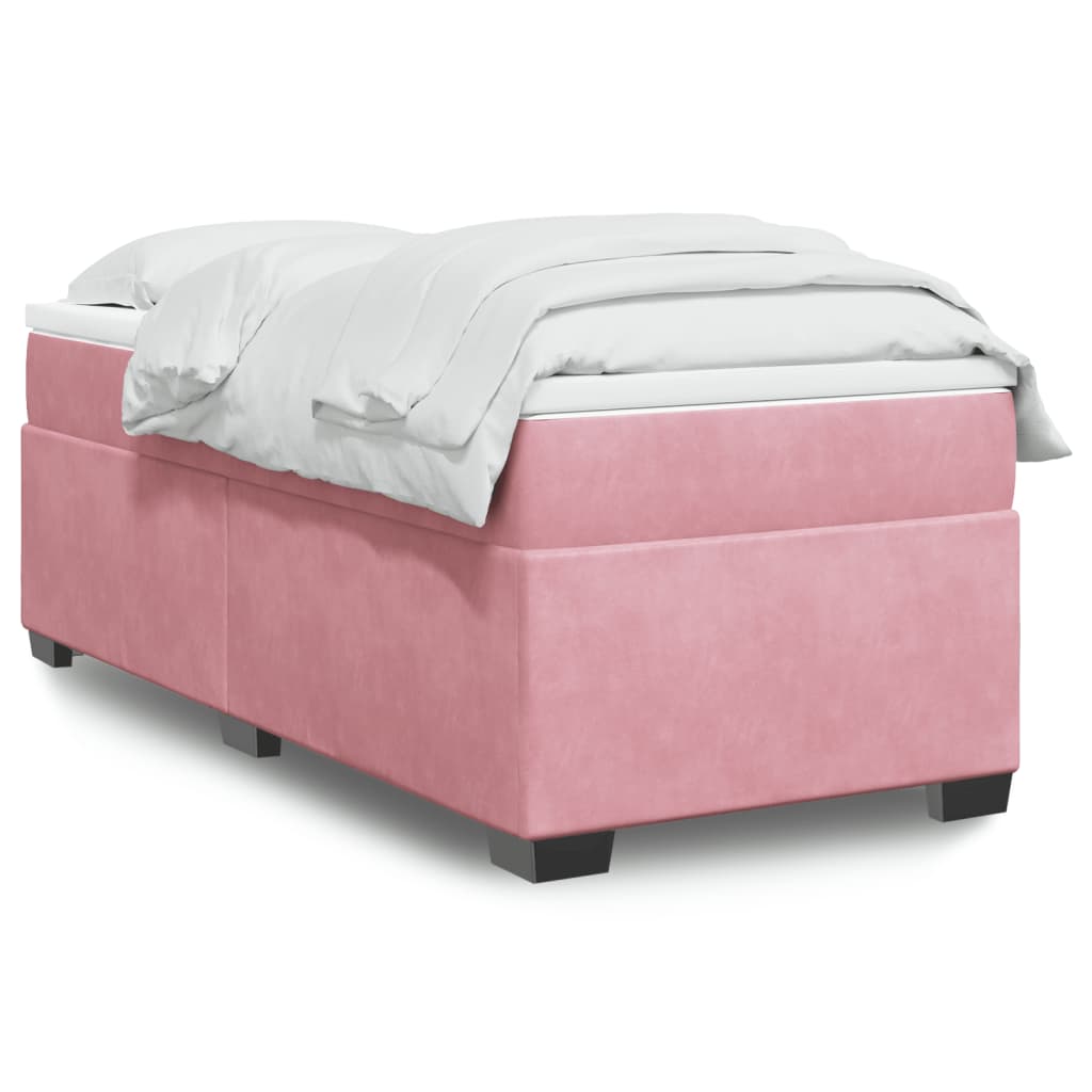 vidaXL Κρεβάτι Boxspring με Στρώμα Ροζ 100x200 εκ. Βελούδινο
