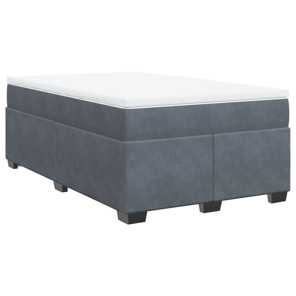 vidaXL Κρεβάτι Boxspring με Στρώμα Σκούρο Γκρι 120x190 εκ. Βελούδινο