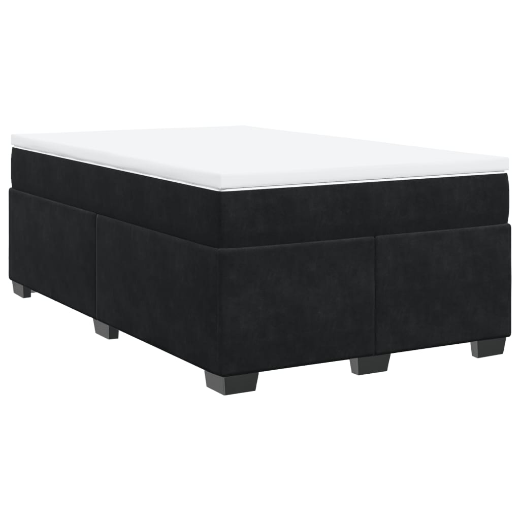 vidaXL Κρεβάτι Boxspring με Στρώμα Μαύρο 120x190 εκ. Βελούδινο