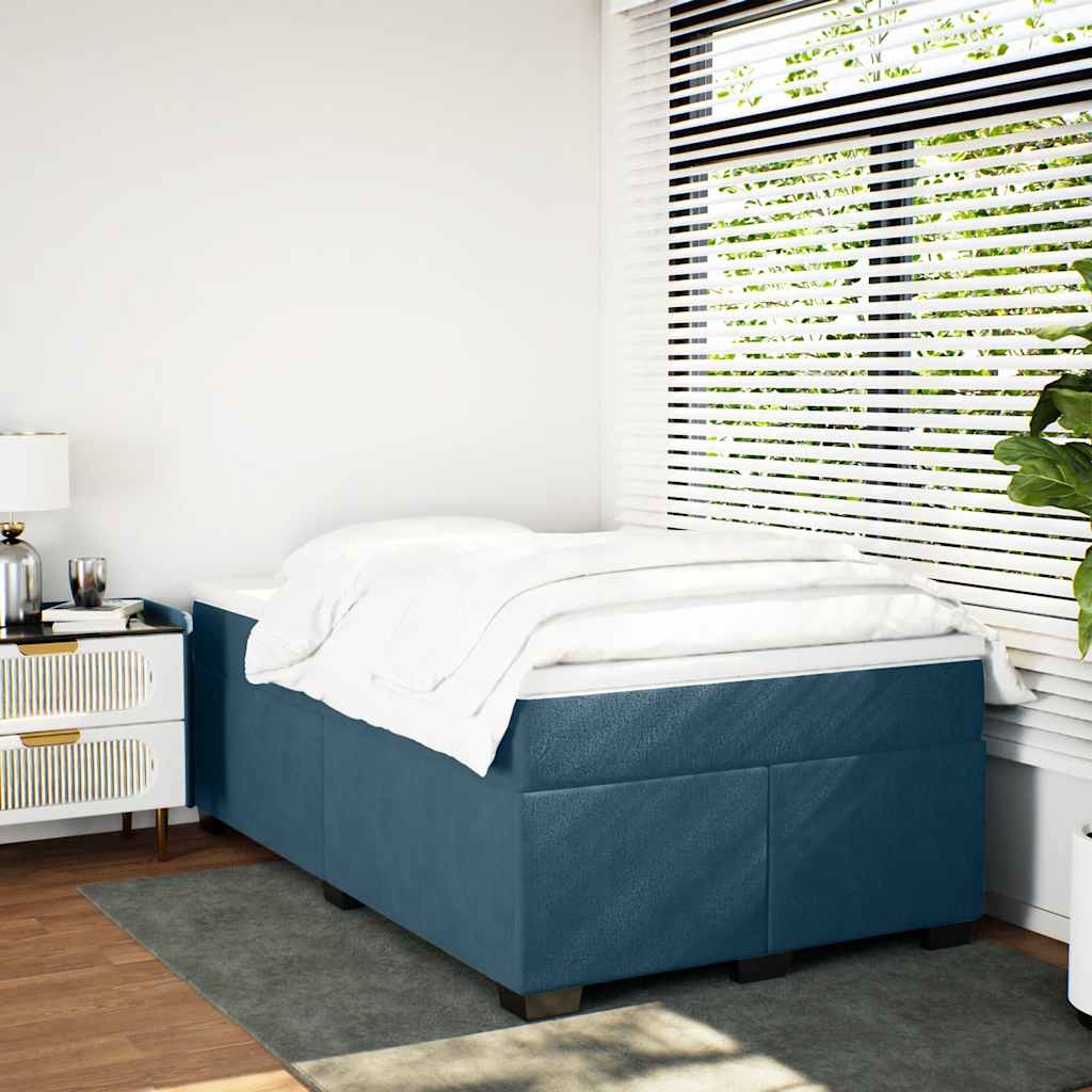 vidaXL Κρεβάτι Boxspring με Στρώμα Σκούρο Μπλε 120x200 εκ. Βελούδινο