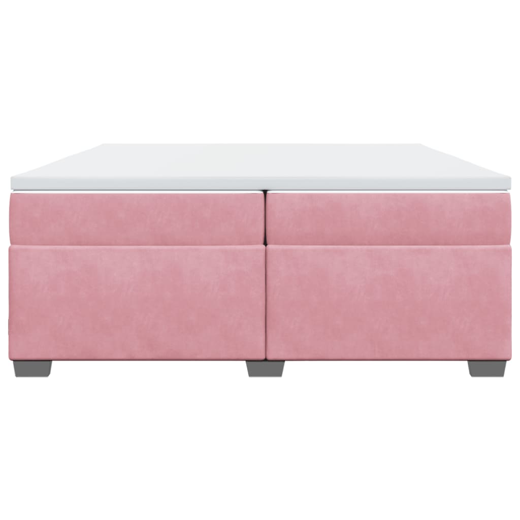 vidaXL Κρεβάτι Boxspring με Στρώμα Ροζ 200x200 εκ. Βελούδινο