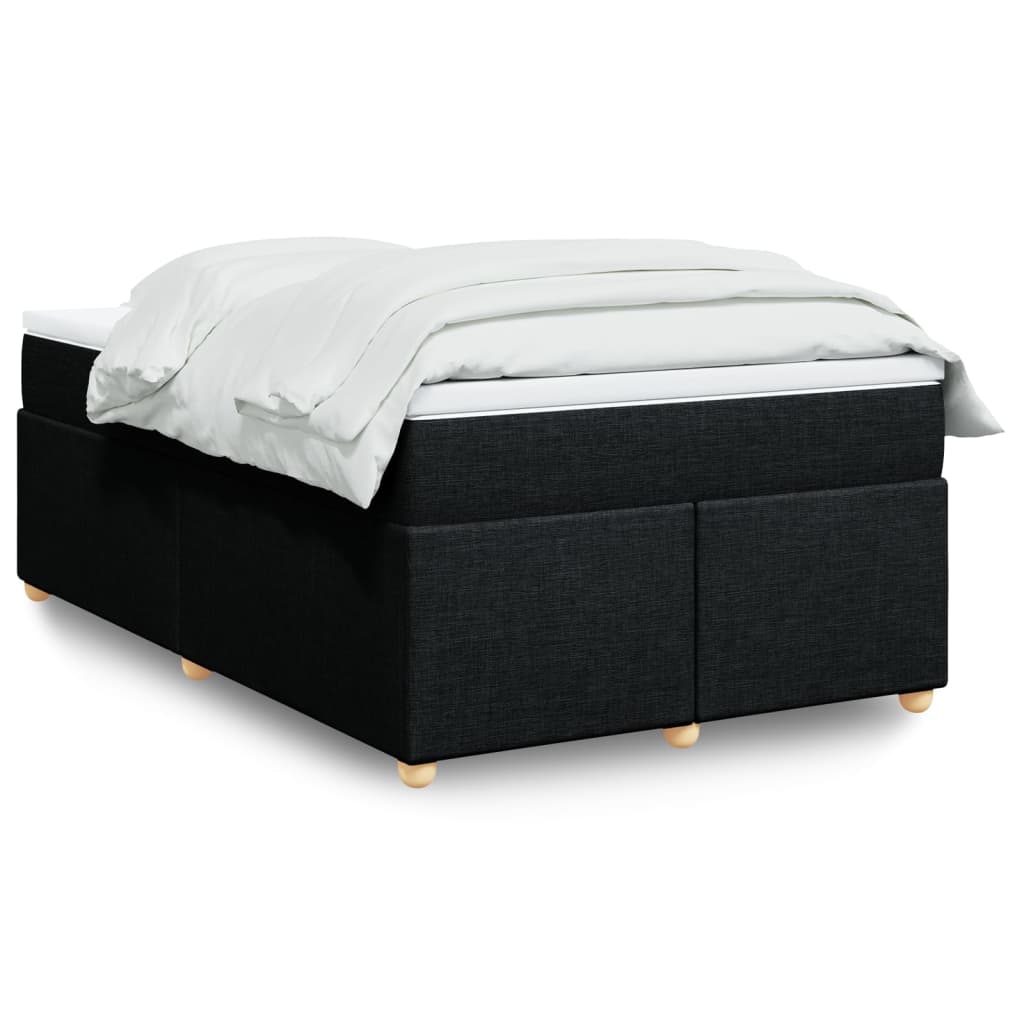 vidaXL Κρεβάτι Boxspring με Στρώμα Μαύρο 120x200 εκ. Υφασμάτινο