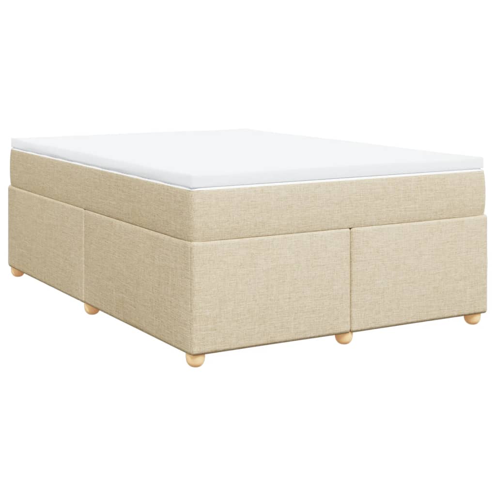 vidaXL Κρεβάτι Boxspring με Στρώμα Κρεμ 140x190 εκ. Υφασμάτινο