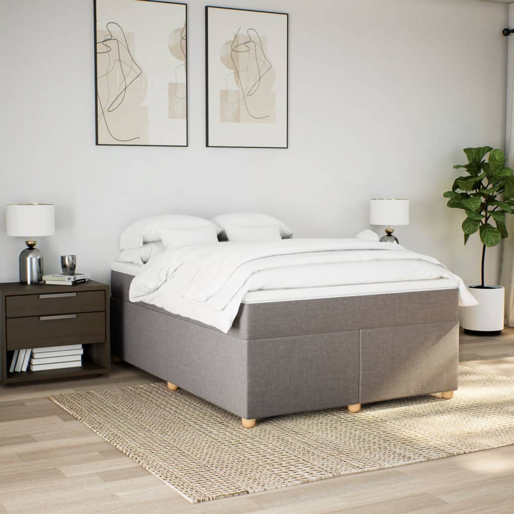vidaXL Κρεβάτι Boxspring με Στρώμα Taupe 140x200 εκ. Υφασμάτινο