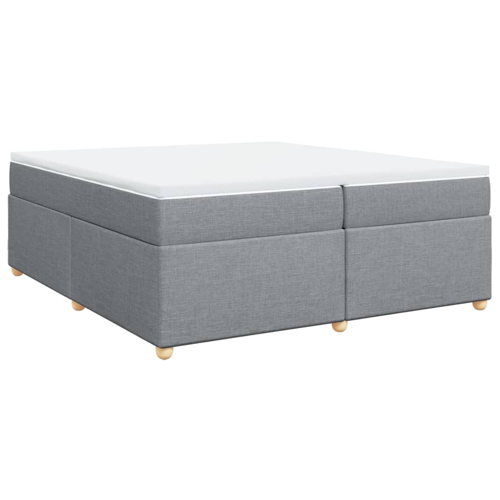 vidaXL Κρεβάτι Boxspring με Στρώμα Ανοιχτό Γκρι 200x200 εκ. Υφασμάτινο