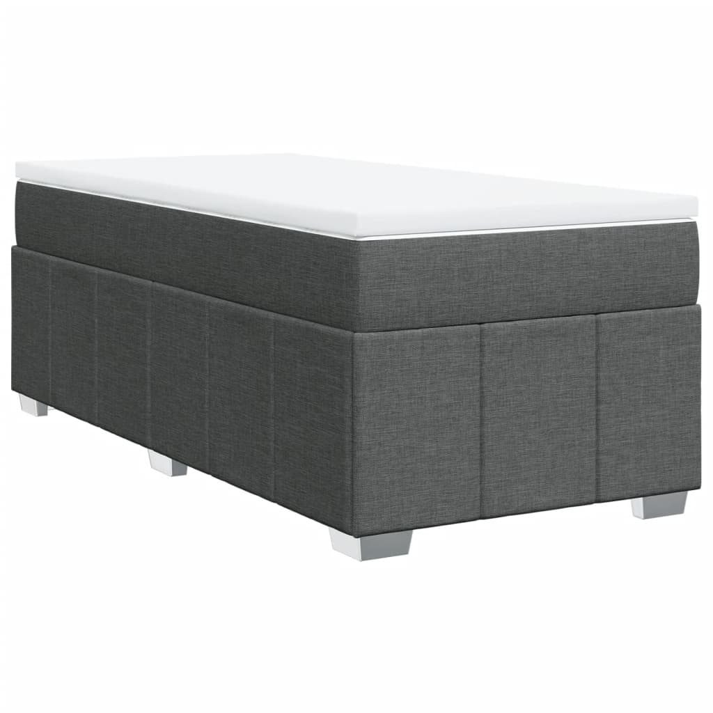 vidaXL Κρεβάτι Boxspring με Στρώμα Σκούρο Γκρι 90x200 εκ. Υφασμάτινο