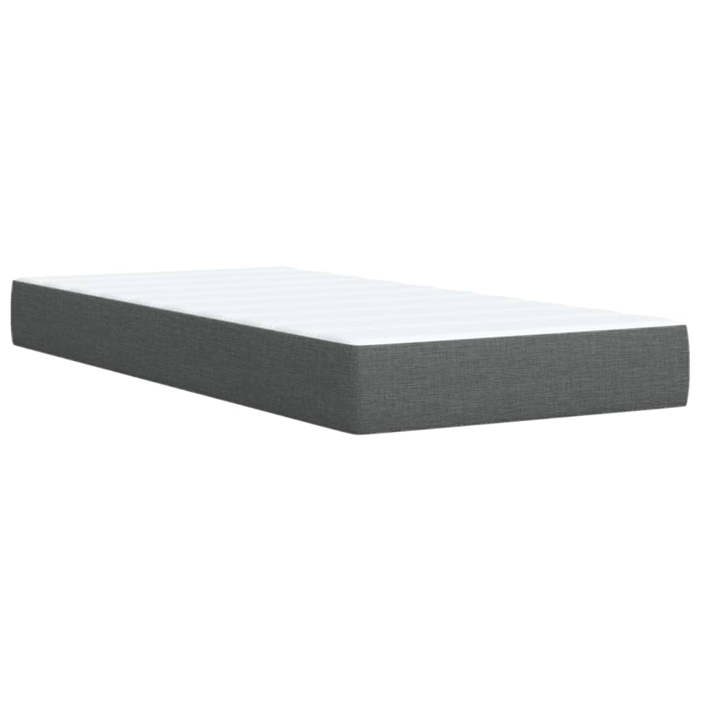 vidaXL Κρεβάτι Boxspring με Στρώμα Σκούρο Γκρι 90x200 εκ. Υφασμάτινο