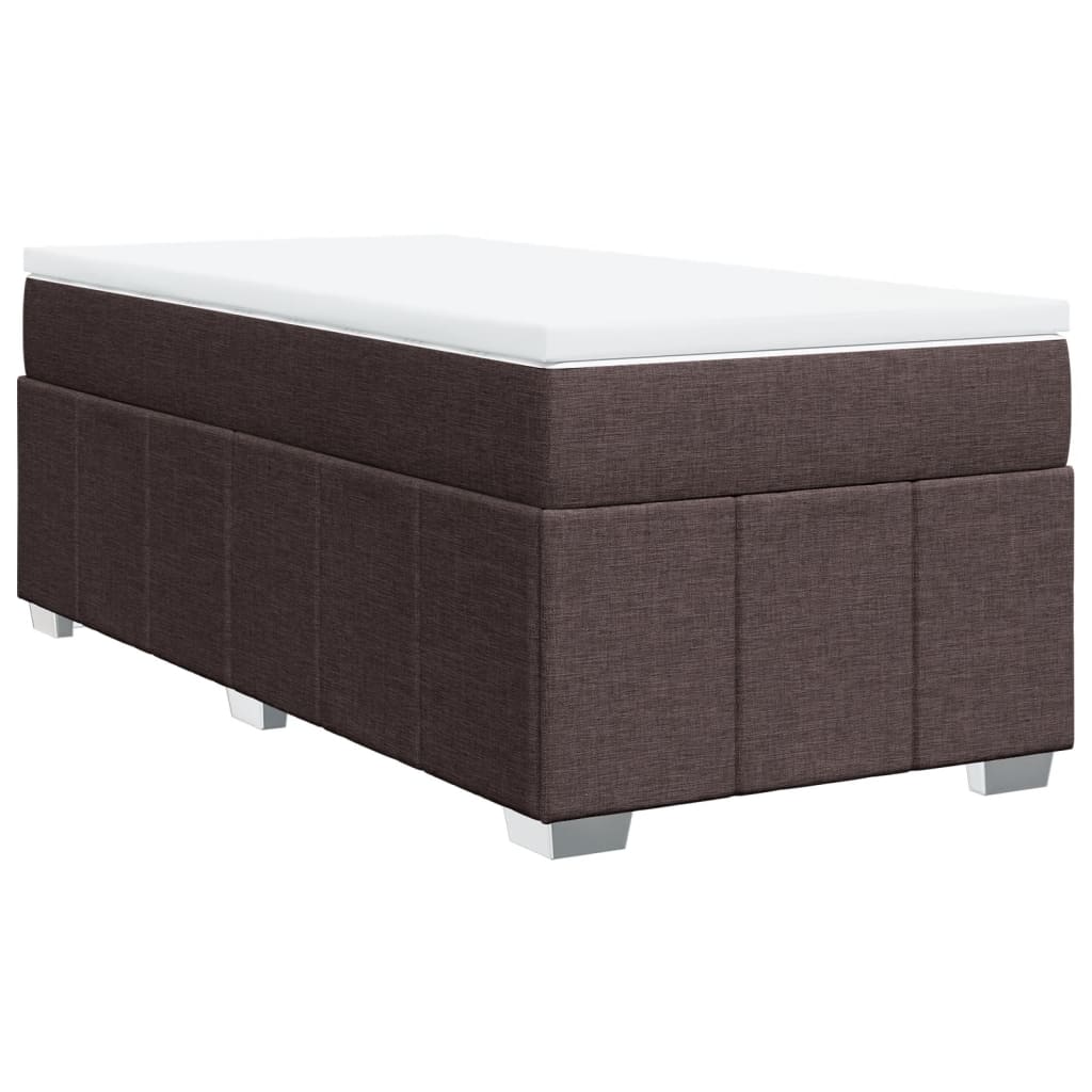 vidaXL Κρεβάτι Boxspring με Στρώμα Σκούρο Καφέ 90x200 εκ. Υφασμάτινο