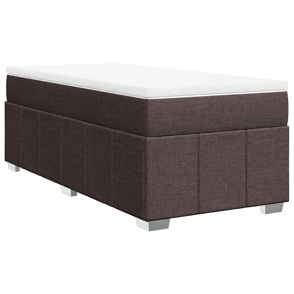 vidaXL Κρεβάτι Boxspring με Στρώμα Σκούρο Καφέ 100x200 εκ. Υφασμάτινο