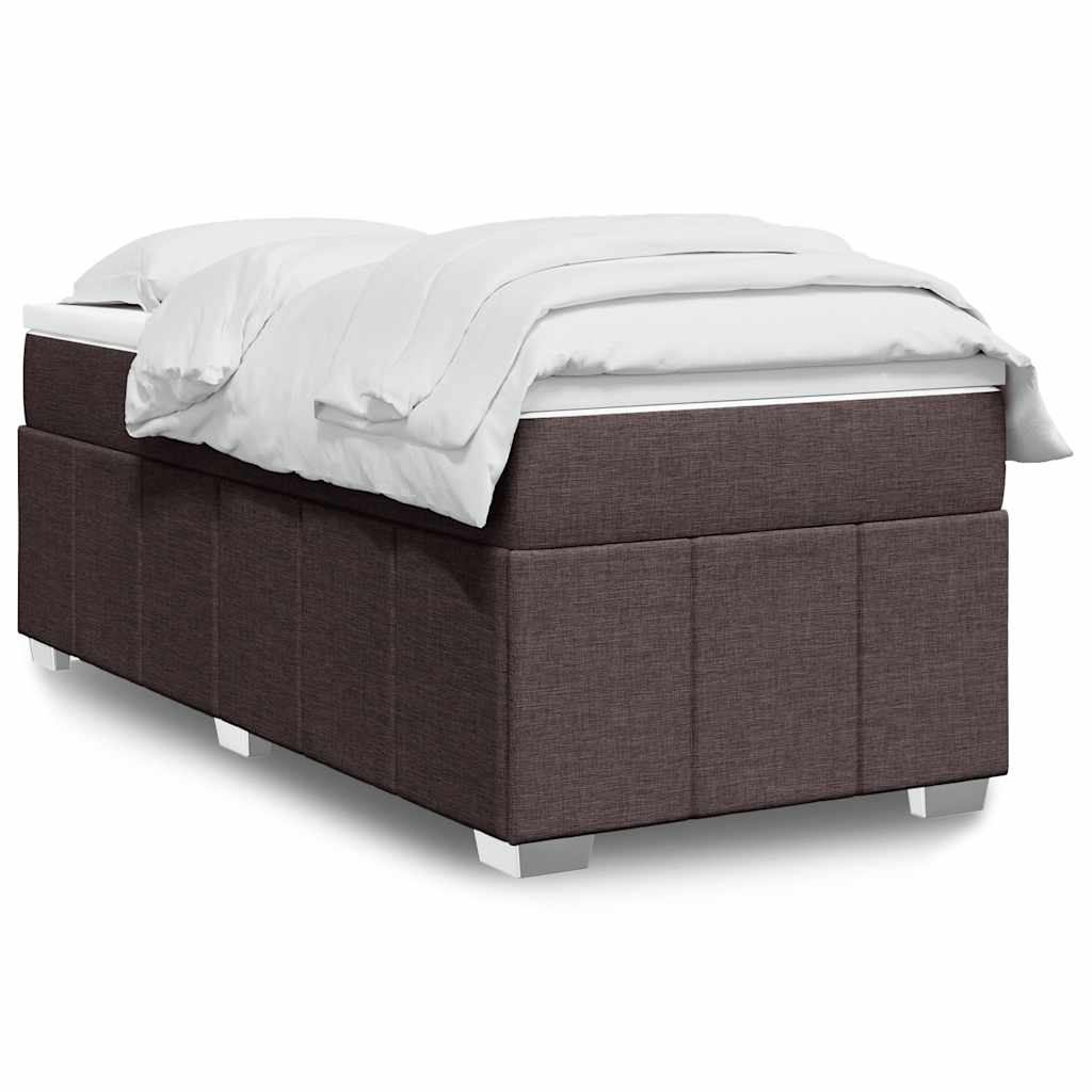 vidaXL Κρεβάτι Boxspring με Στρώμα Σκούρο Καφέ 100x200 εκ. Υφασμάτινο