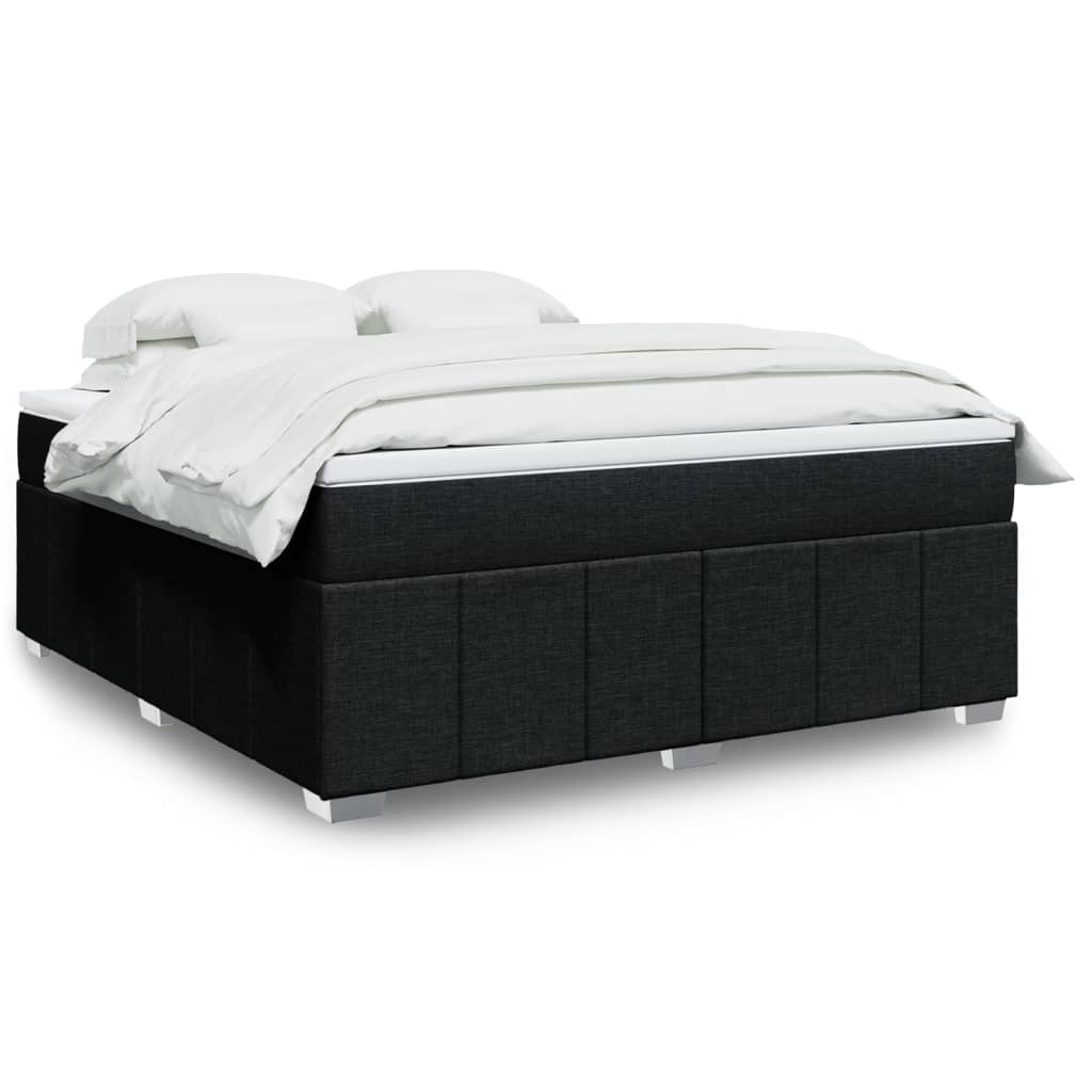 vidaXL Κρεβάτι Boxspring με Στρώμα Μαύρο 180x200 εκ. Υφασμάτινο