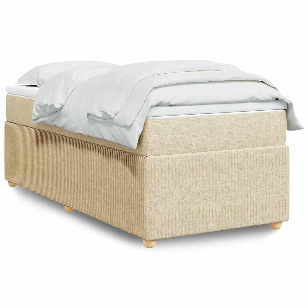 vidaXL Κρεβάτι Boxspring με Στρώμα Κρεμ 90x190 εκ.Υφασμάτινο