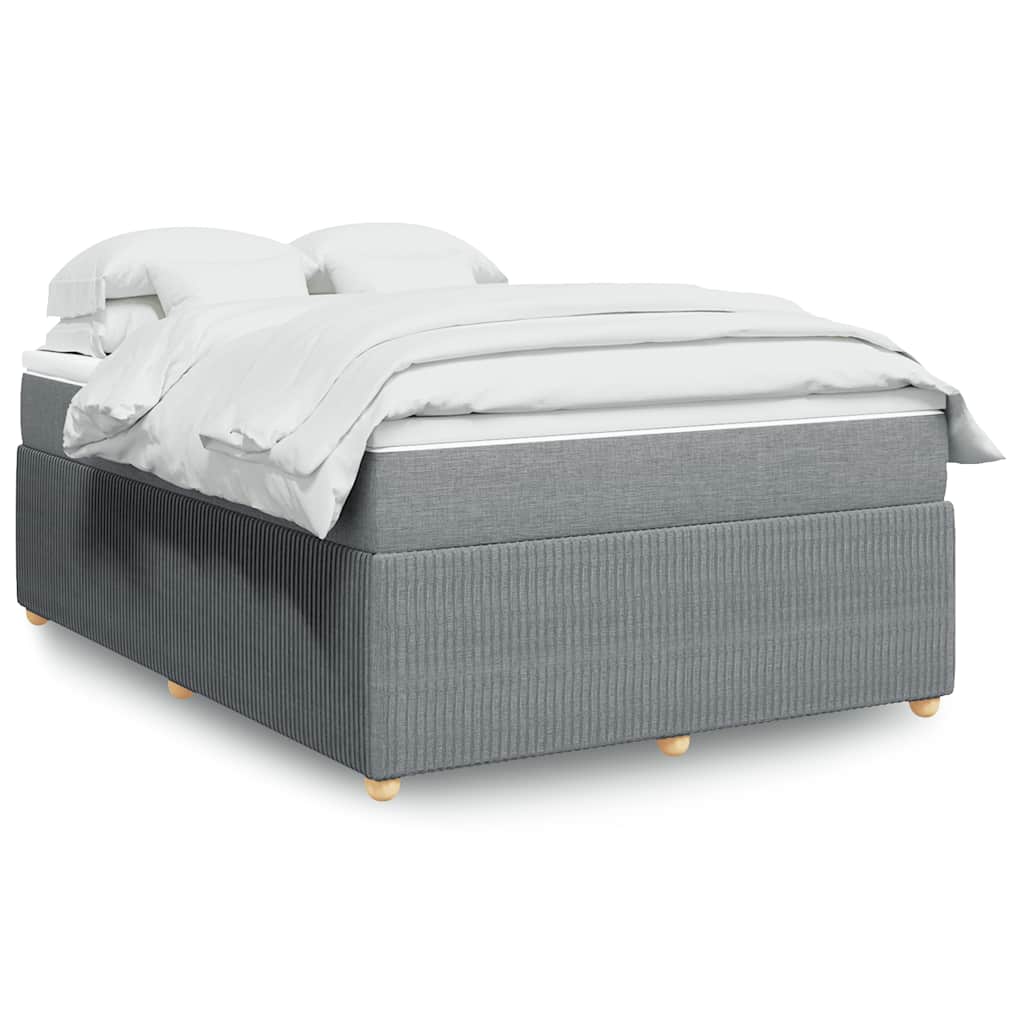 vidaXL Κρεβάτι Boxspring με Στρώμα Ανοιχτό Γκρι 140x190 εκ. Υφασμάτινο