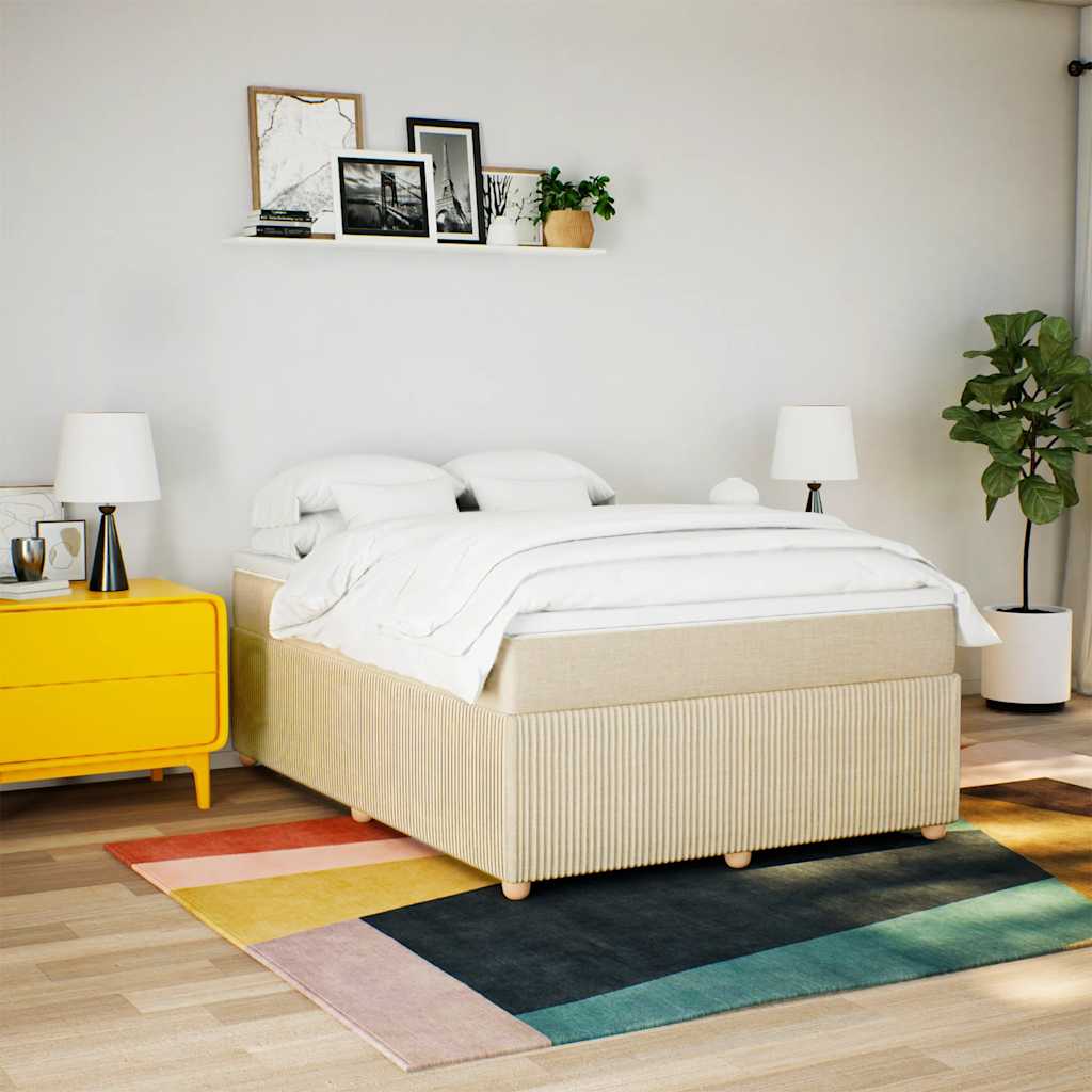 vidaXL Κρεβάτι Boxspring με Στρώμα Κρεμ 140x190 εκ. Υφασμάτινο