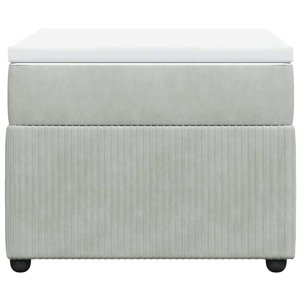 vidaXL Κρεβάτι Boxspring με Στρώμα Ανοιχτό Γκρι 90x190 εκ. Βελούδινο