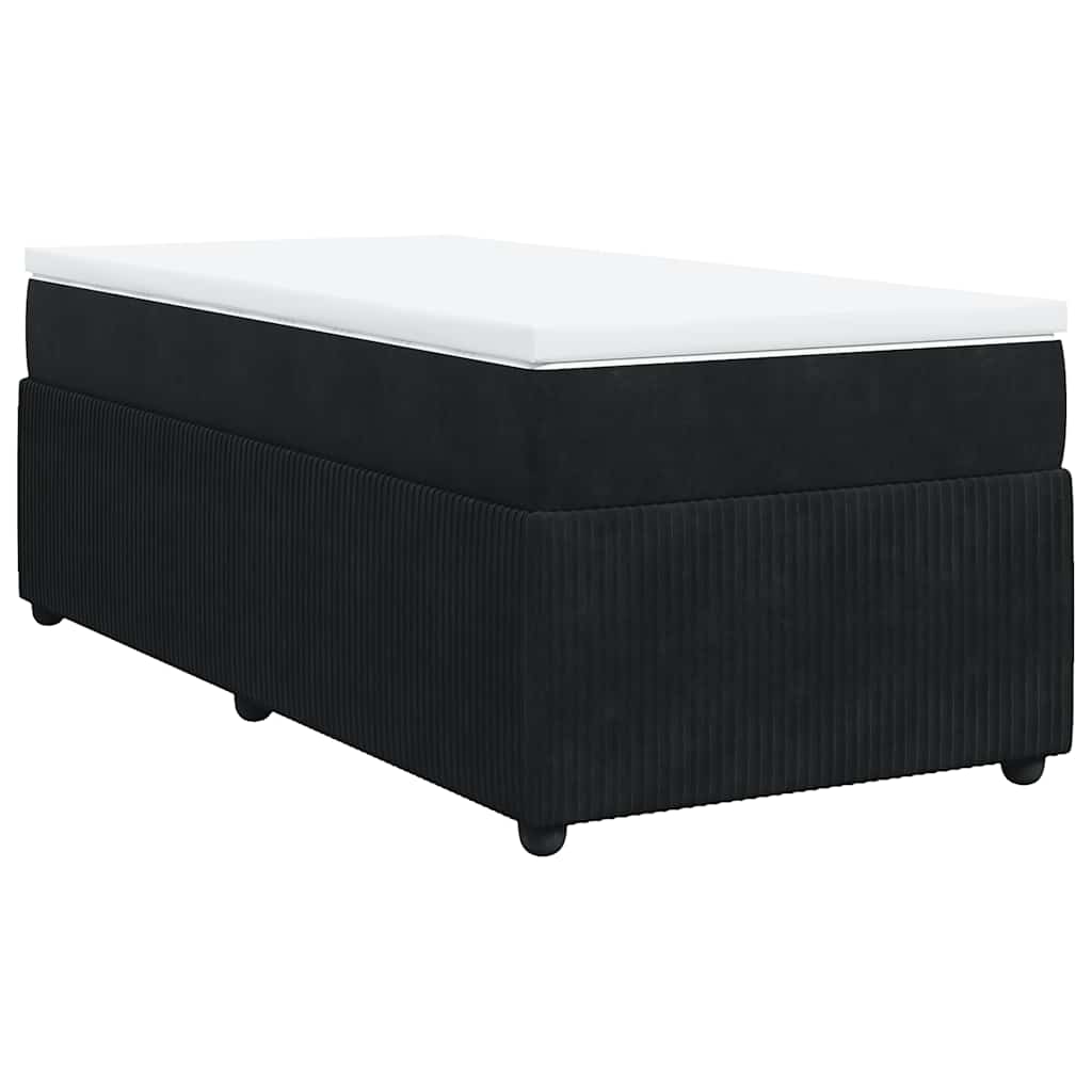 vidaXL Κρεβάτι Boxspring με Στρώμα Μαύρο 90x200 εκ. Βελούδινο