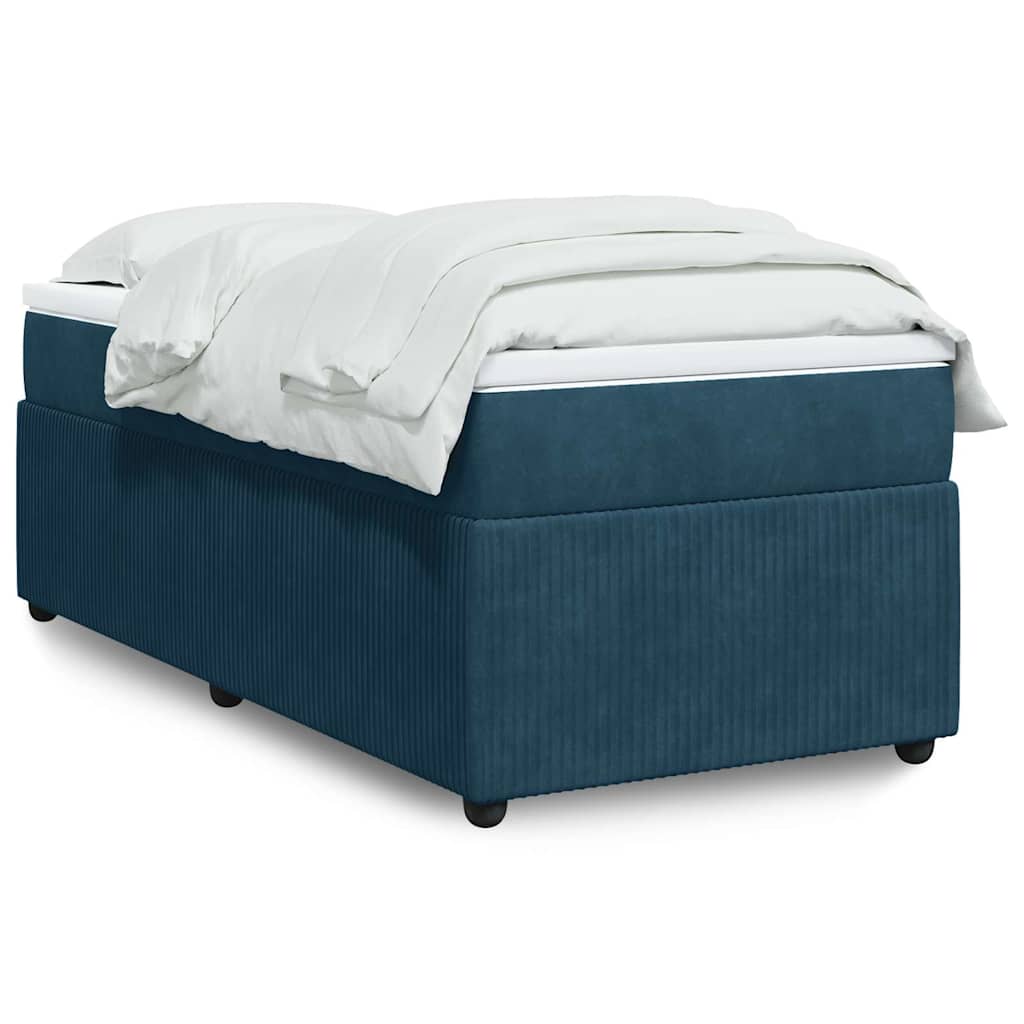 vidaXL Κρεβάτι Boxspring με Στρώμα Σκούρο Μπλε 100x200 εκ. Βελούδινο