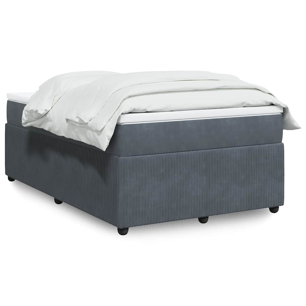 vidaXL Κρεβάτι Boxspring με Στρώμα Σκούρο Γκρι 120x190 εκ. Βελούδινο
