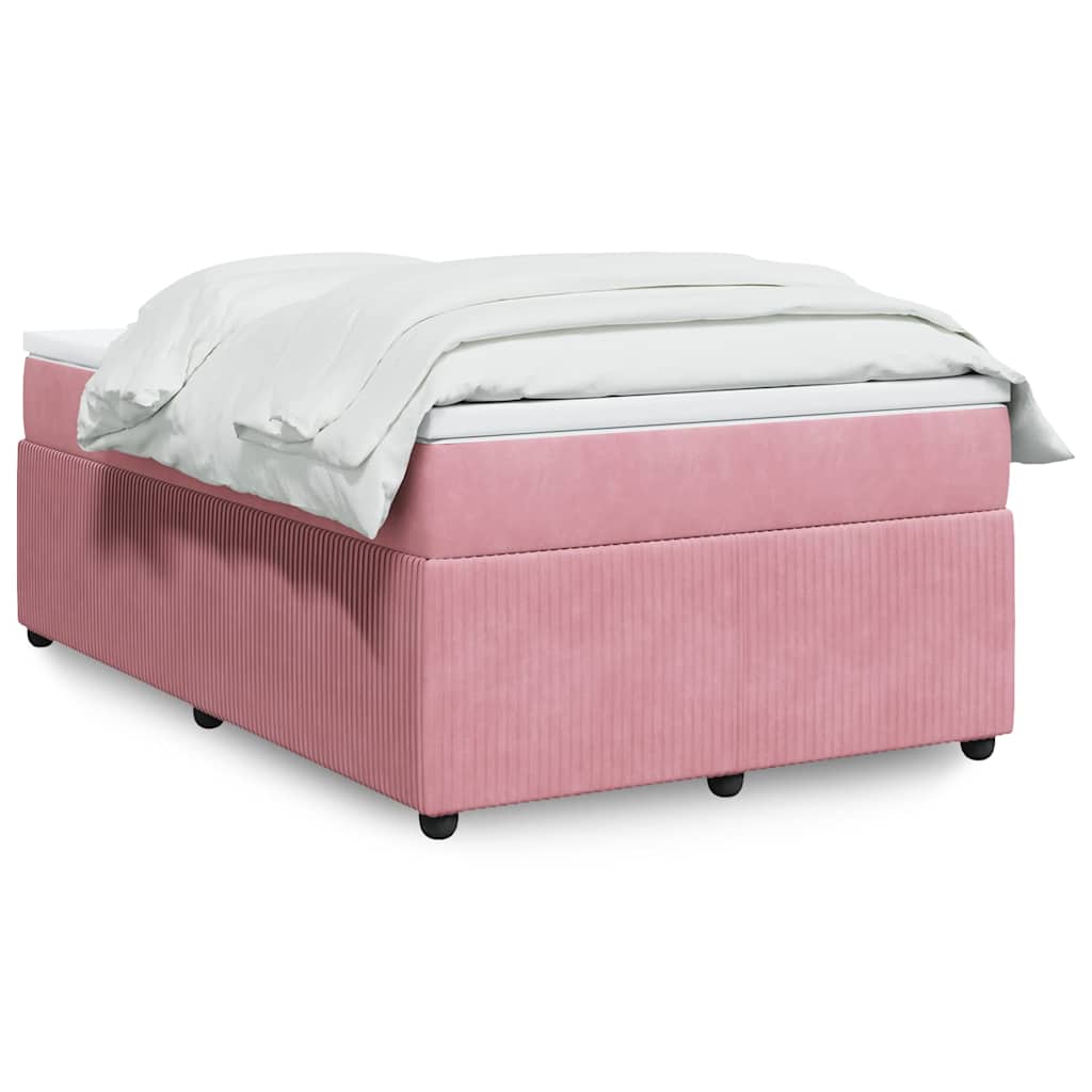 vidaXL Κρεβάτι Boxspring με Στρώμα Ροζ 120x190 εκ. Βελούδινο