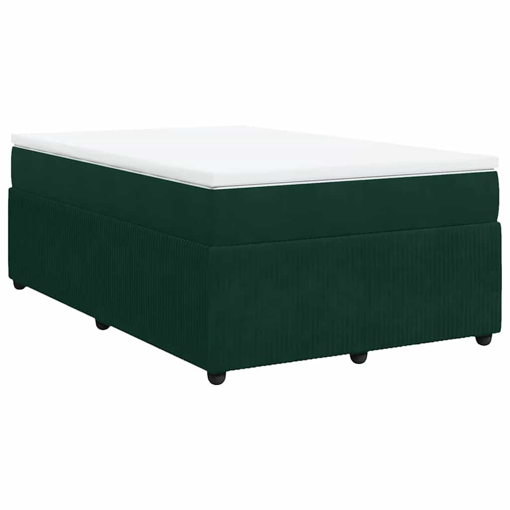 vidaXL Κρεβάτι Boxspring με Στρώμα Σκούρο Πράσινο 120x200εκ. Βελούδινο