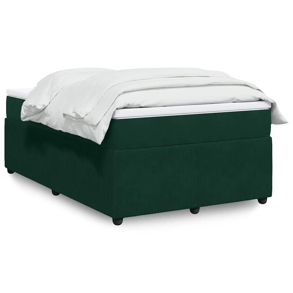 vidaXL Κρεβάτι Boxspring με Στρώμα Σκούρο Πράσινο 120x200εκ. Βελούδινο