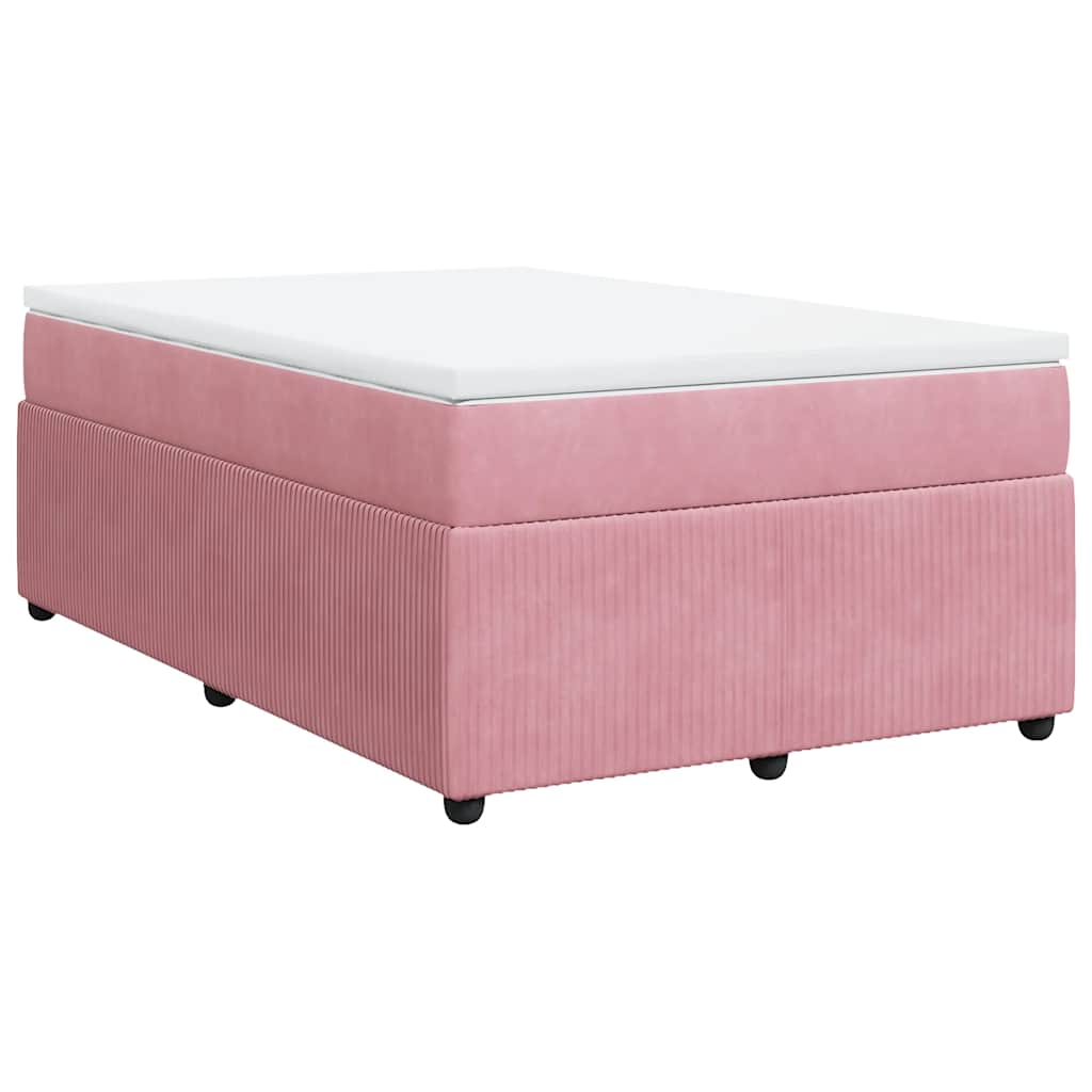 vidaXL Κρεβάτι Boxspring με Στρώμα Ροζ 120x200 εκ. Βελούδινο