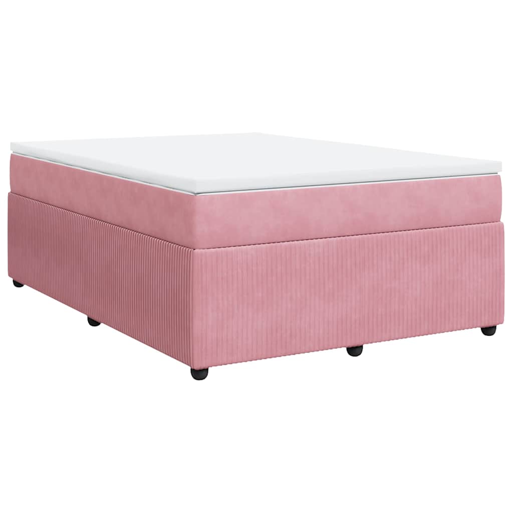 vidaXL Κρεβάτι Boxspring με Στρώμα Ροζ 140x200 εκ. Βελούδινο