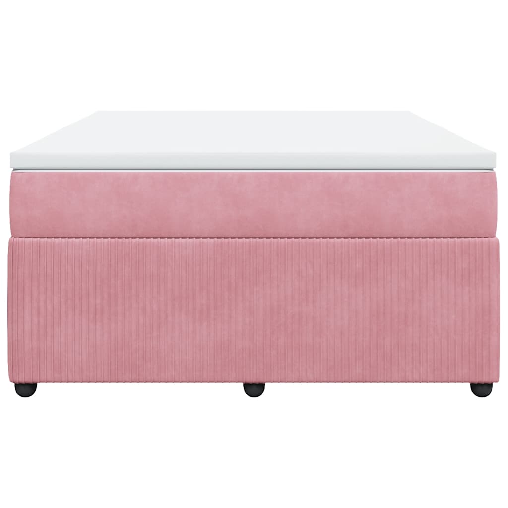 vidaXL Κρεβάτι Boxspring με Στρώμα Ροζ 140x200 εκ. Βελούδινο