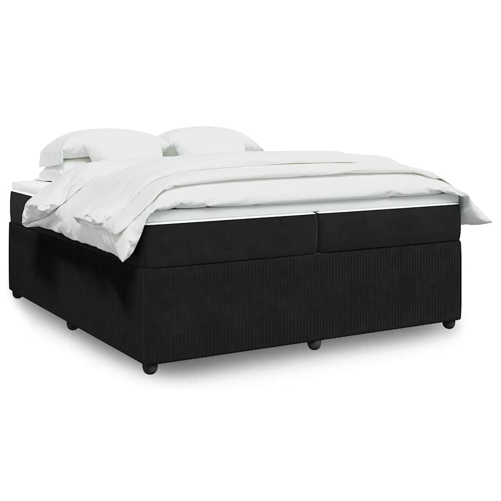 vidaXL Κρεβάτι Boxspring με Στρώμα Μαύρο 200x200 εκ. Βελούδινο
