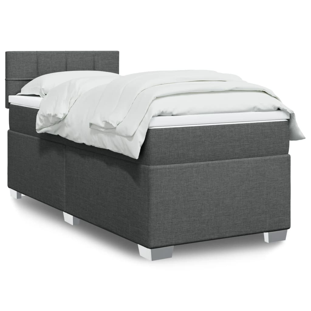 vidaXL Κρεβάτι Boxspring με Στρώμα Σκούρο Γκρι 80x200 εκ. Υφασμάτινο