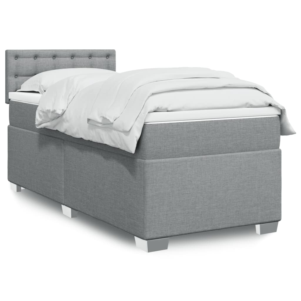 vidaXL Κρεβάτι Boxspring με Στρώμα Ανοιχτό Γκρι 80x200 εκ. Υφασμάτινο