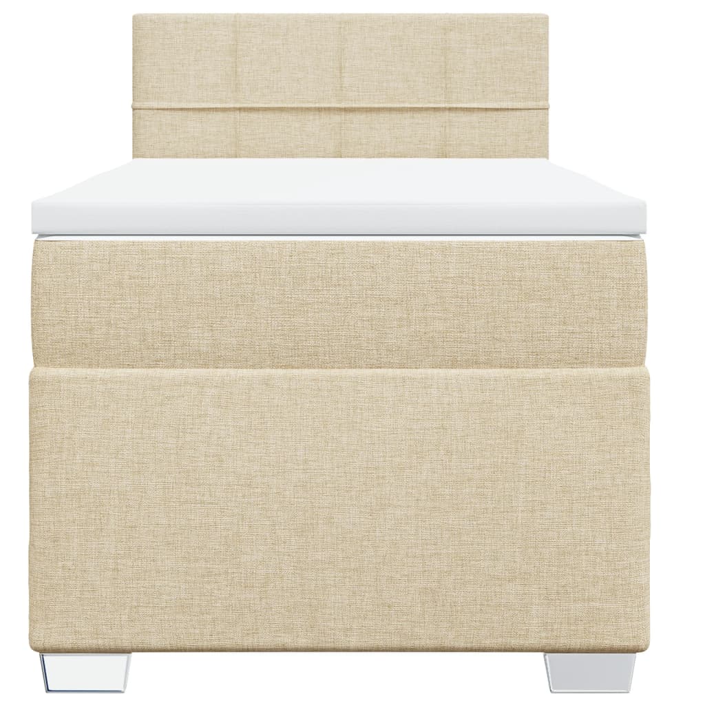 vidaXL Κρεβάτι Boxspring με Στρώμα Κρεμ 90x190 εκ.Υφασμάτινο