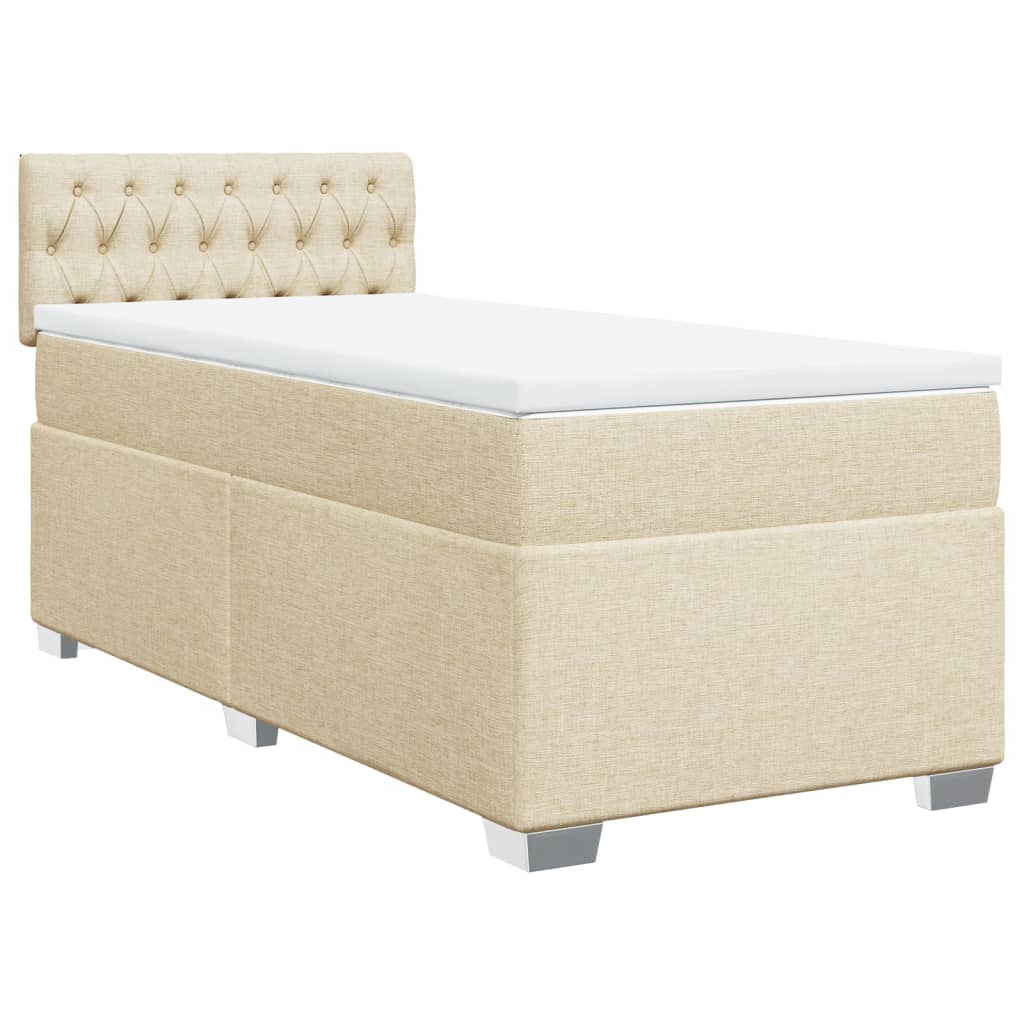 vidaXL Κρεβάτι Boxspring με Στρώμα Κρεμ 90x190 εκ.Υφασμάτινο